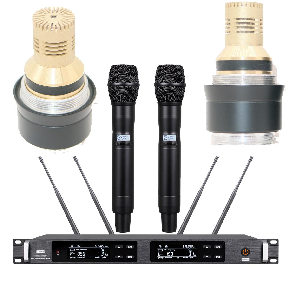 Super Technology AD4D Dual Channel Wireless KSM9 Gold Condenser Microphone Stage Performance DJ Karaoke Digital Mic System - MiCWL Audio Inc