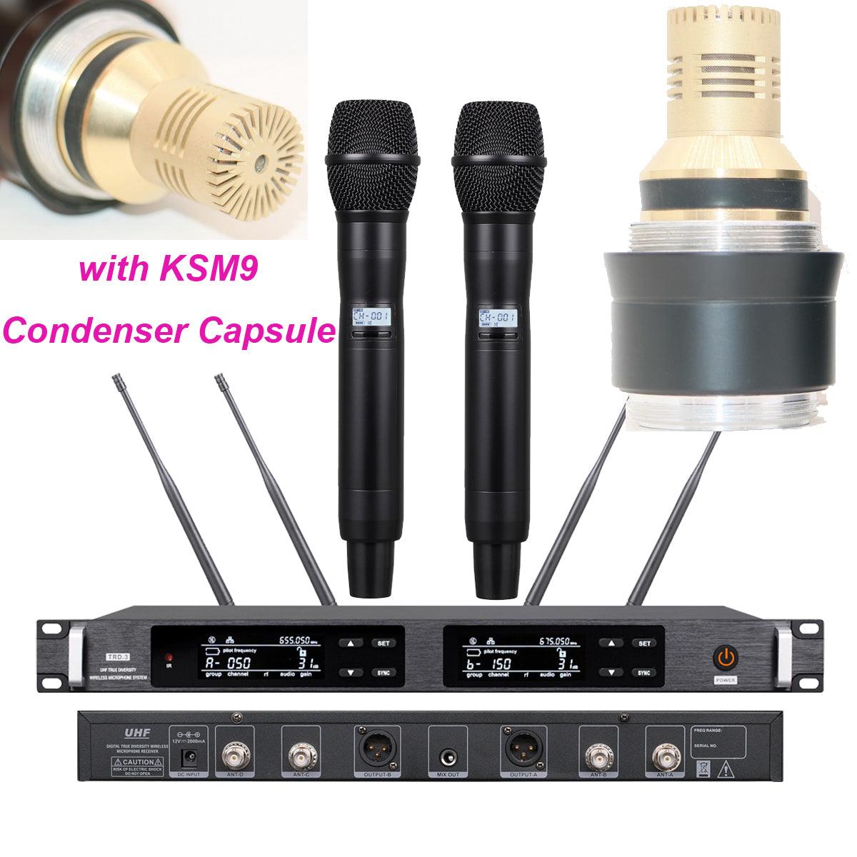 Super Technology AD4D Dual Channel Wireless KSM9 Gold Condenser Microphone Stage Performance DJ Karaoke Digital Mic System - MiCWL Audio Inc