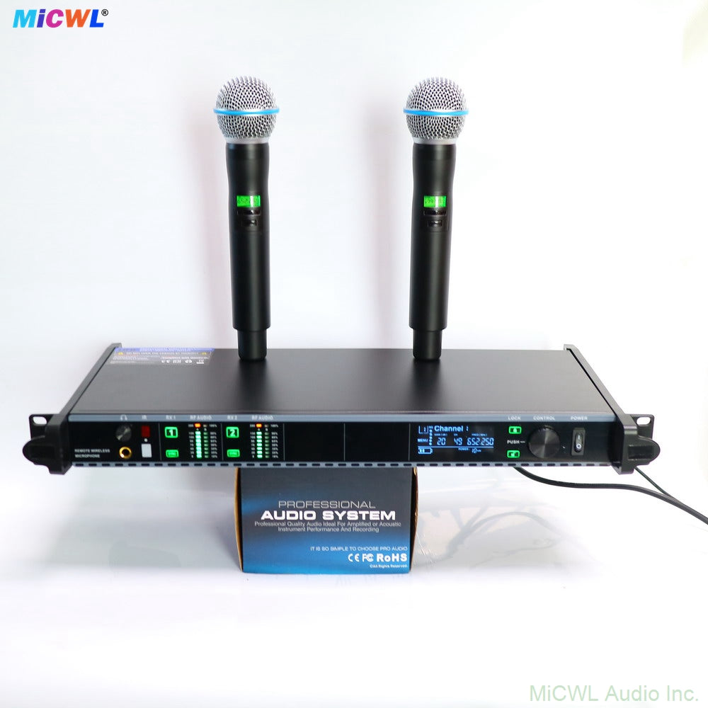 AD4D Dual-Channel UHF Digital Wireless Microphone System with 2x Beta 58 Metal Handhelds - Rack Mount