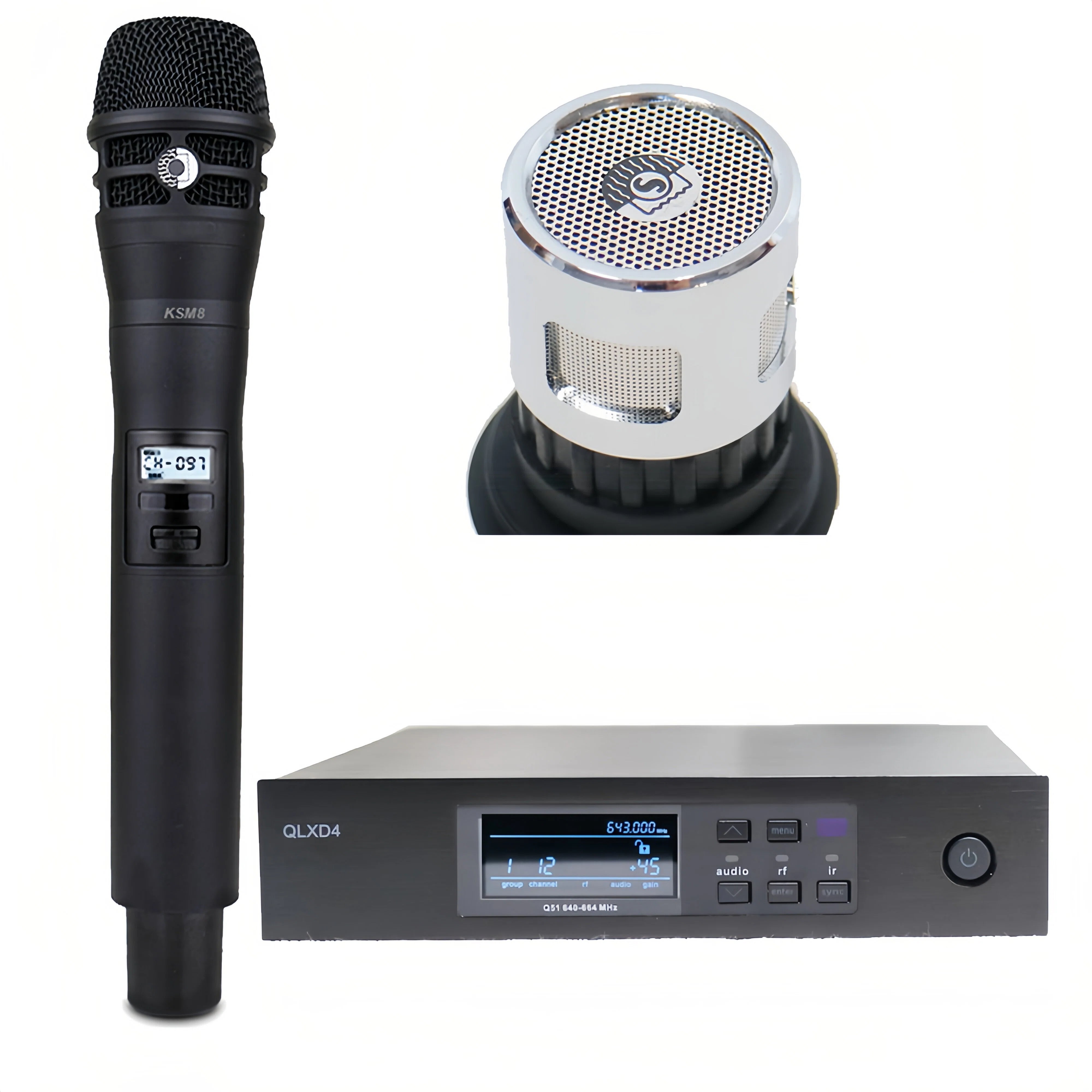 KSM8 Handheld Wireless Microphone with QLXD4 UHF Receiver, Professional Dynamic Cardioid Mic System for Singers, Hosts, Live Streamers, Stage Performance