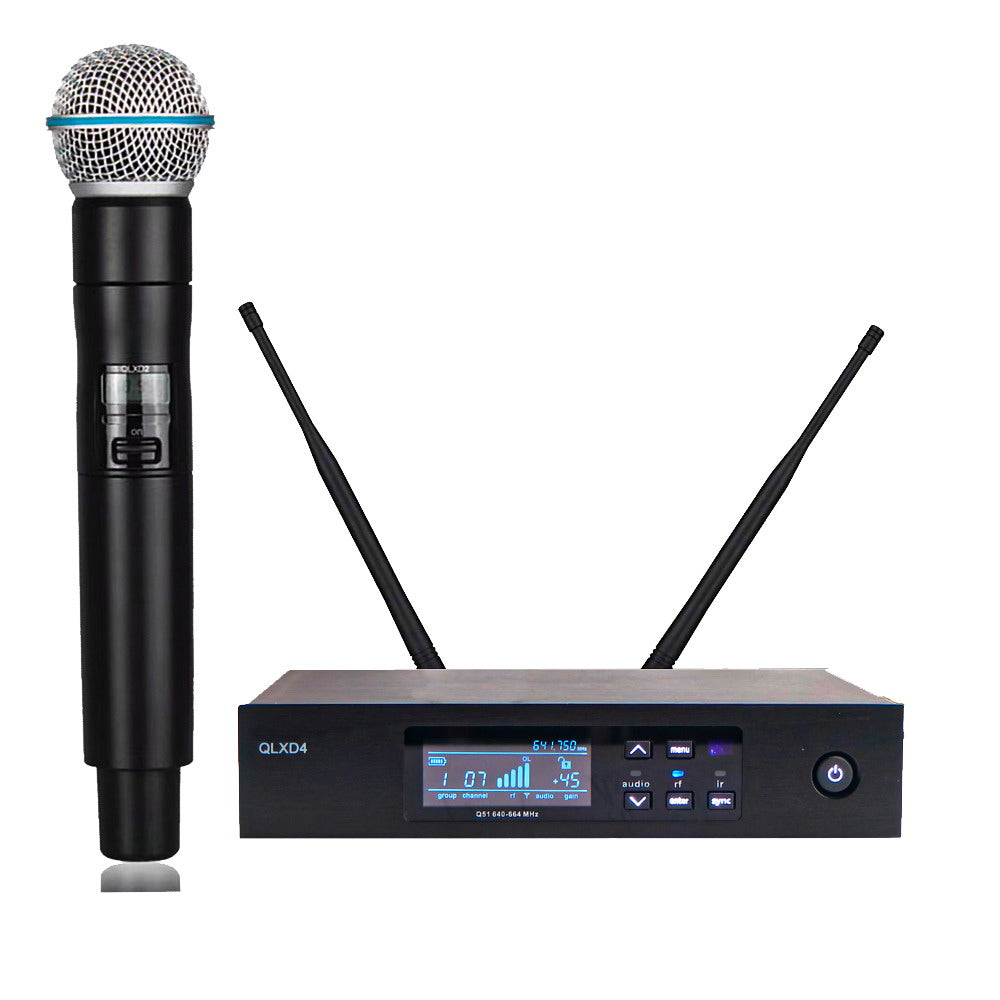QLXD24 100 Channel UHF Digital Wireless Mic System LED QLXD4 Receiver Cardioid Beta58 Handheld Set