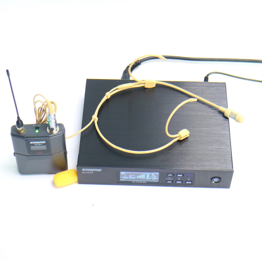 Beta55 Beige Headset Wireless Microphone System QLXD4 BeltPack 100 Channel Set