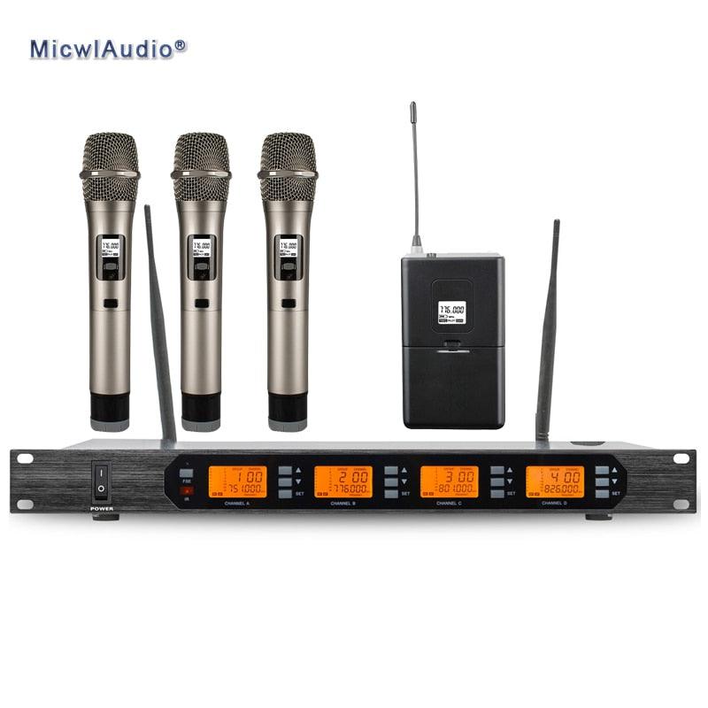 Professional UHF 4 Channel Digital Wireless Microphone System With 3+1 Multiattribute D400 Fixed Frequences Micwl.Audio - MiCWL Audio Inc