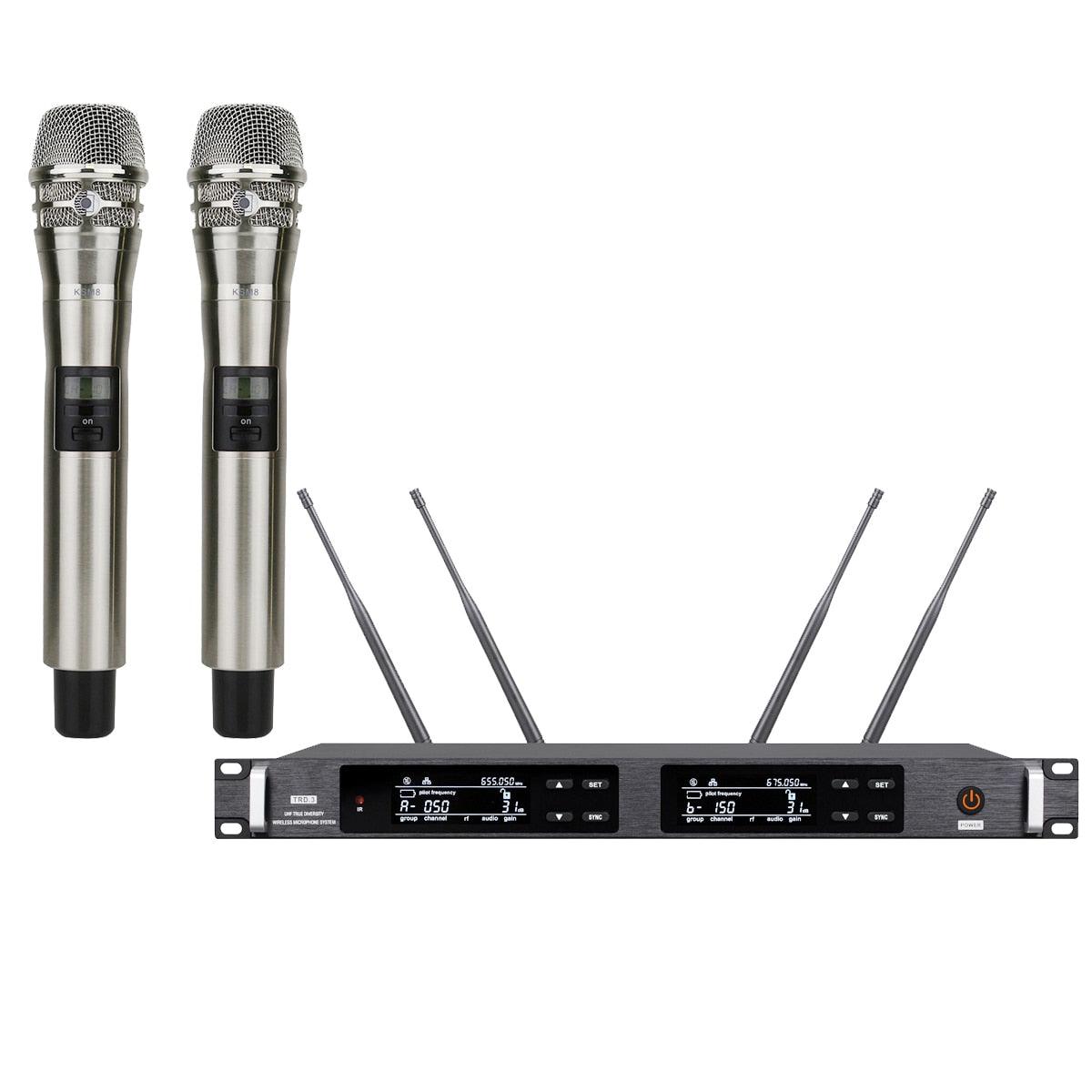 Advanced ULXD4 Dual KSM9 Condenser Capsule Handheld Wireless Microphone Stage Vocal Concert Mics System 4 Antenna True Diversity - MiCWL Audio Inc