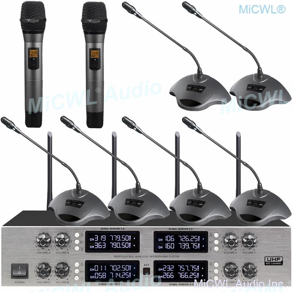 Pro 400 Channel CCS 900 Ultro Discussion Digital Wireless Microphone CCS-DL with 8 Cardioid Desktop Gooseneck Mic System - MiCWL Audio Inc