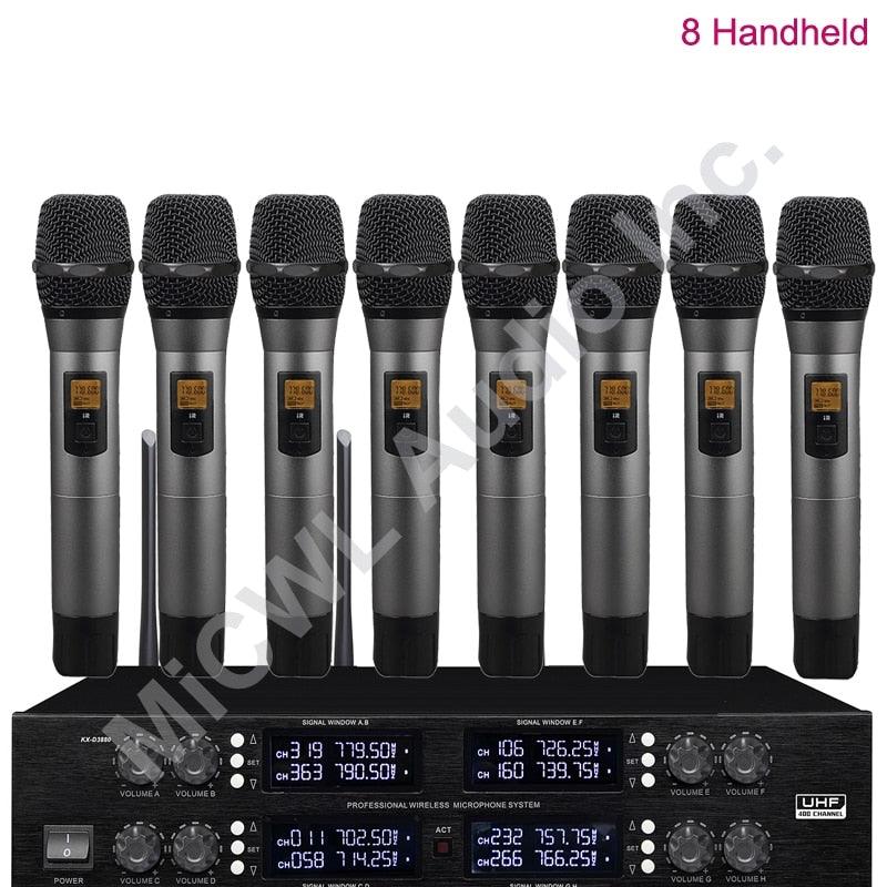 Professional Digital Wireless Audio Microphone 8 Desktop Metal Handheld Headset Lavalier Cordless Set Large Range 400 Channel - MiCWL Audio Inc