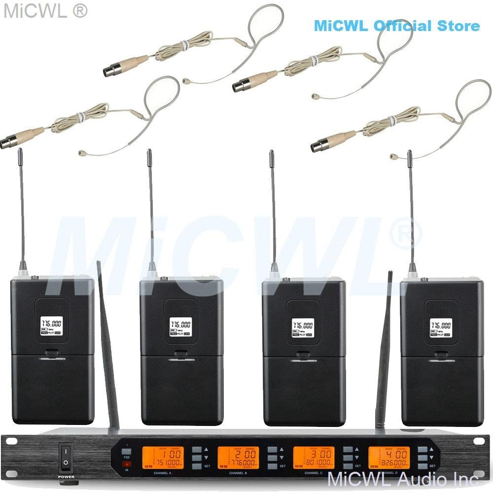 MiCWL Audio ACT707 Digital Wireless Karaoke Microphone System ULXD4 4 Channel Handheld Headset Lavalier Gooseneck Stage Sets - MiCWL Audio Inc
