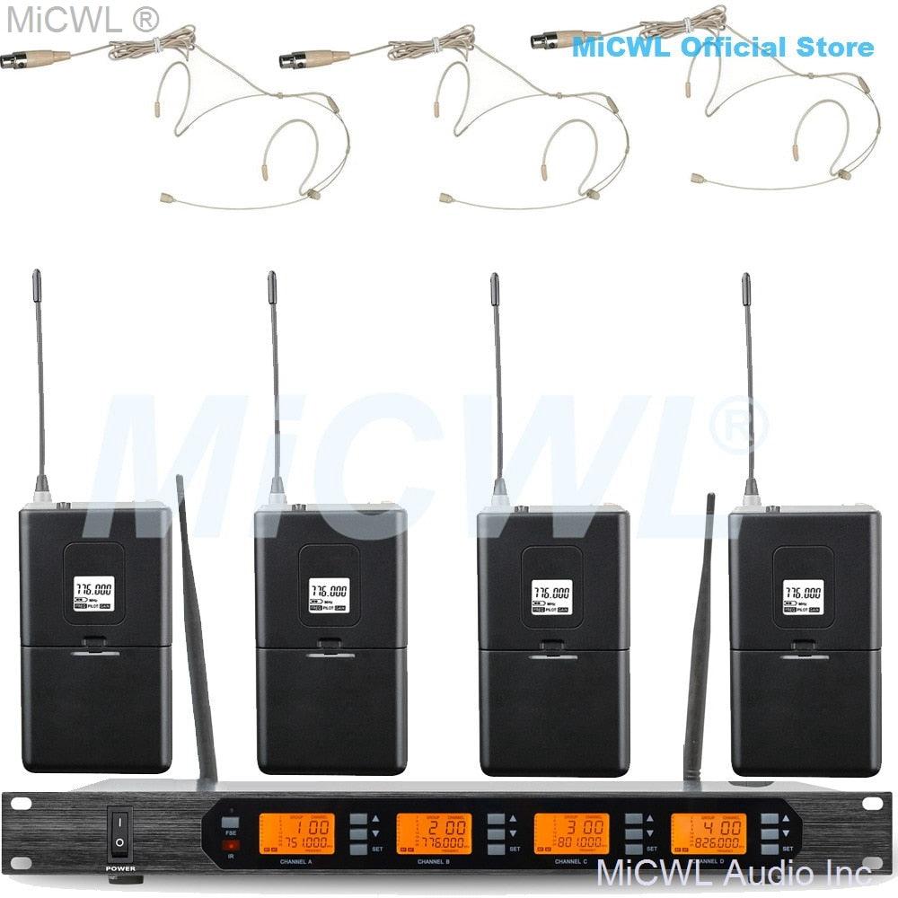 MiCWL Audio ACT707 Digital Wireless Karaoke Microphone System ULXD4 4 Channel Handheld Headset Lavalier Gooseneck Stage Sets - MiCWL Audio Inc