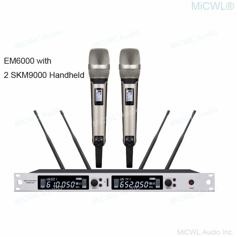 Professional EM6000 SM58 Digital Wireless Microphone System Beta87 Dual Channel SKM6000 4 Antenna True Diversity 400m Range - MiCWL Audio Inc