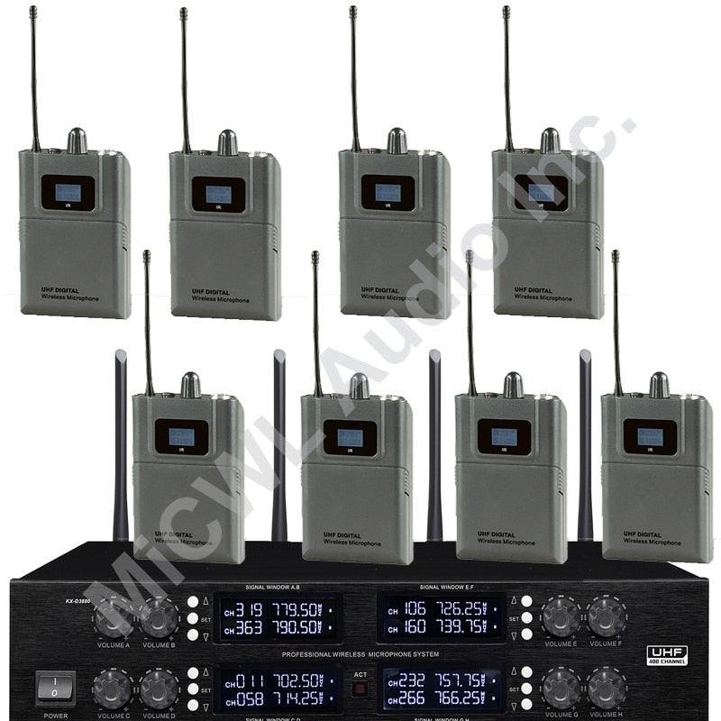 Professional Digital Wireless Audio Microphone 8 Desktop Metal Handheld Headset Lavalier Cordless Set Large Range 400 Channel - MiCWL Audio Inc