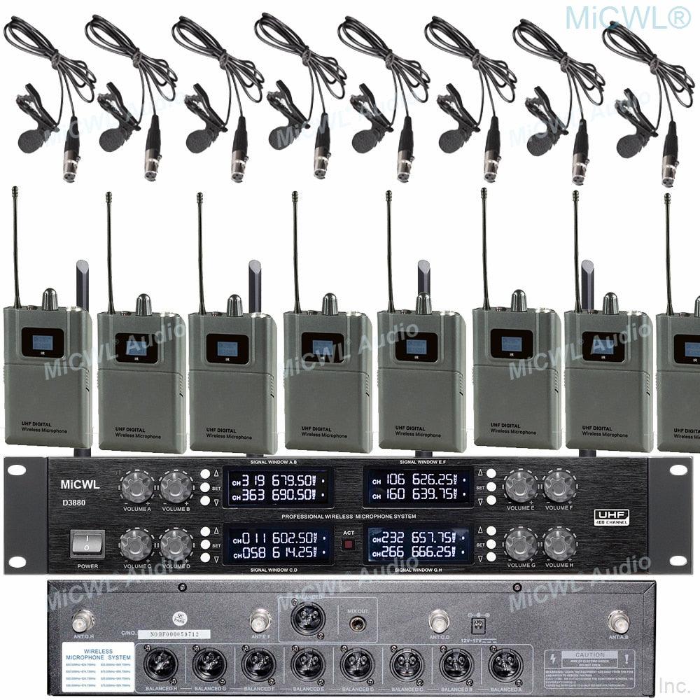 Professional D3880 8 Channel Conference Wireless Microphone System with Independent XLR Connector MiCWL 8 Handheld Lapel Table - MiCWL Audio Inc