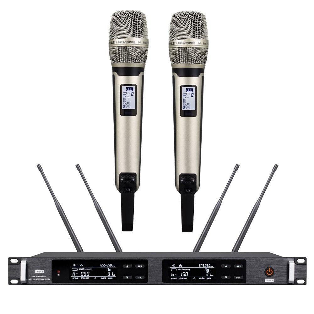 Advanced ULXD4 Dual Channel UHF Karaoke Wireless Microphone System 4 Antenna True Diversity ULXD4D 2 Dynamic Handheld Mics - MiCWL Audio Inc