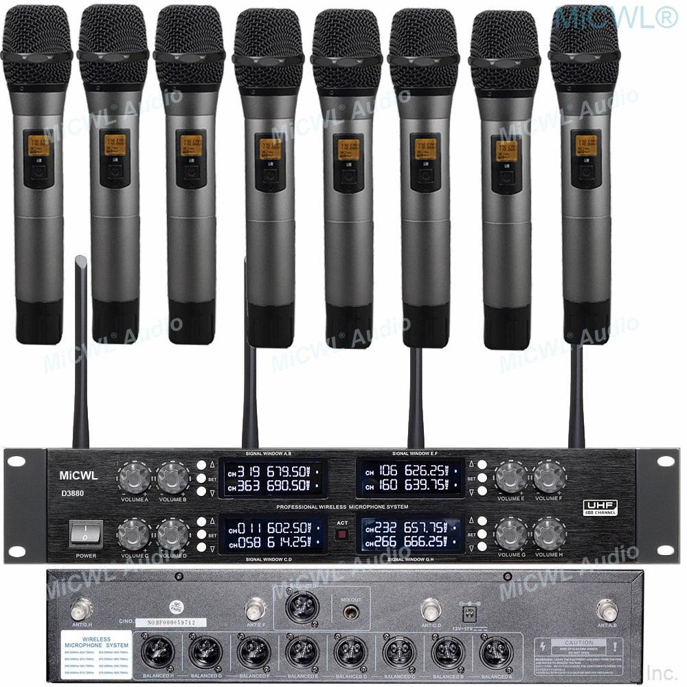 Professional D3880 8 Channel Conference Wireless Microphone System with Independent XLR Connector MiCWL 8 Handheld Lapel Table - MiCWL Audio Inc