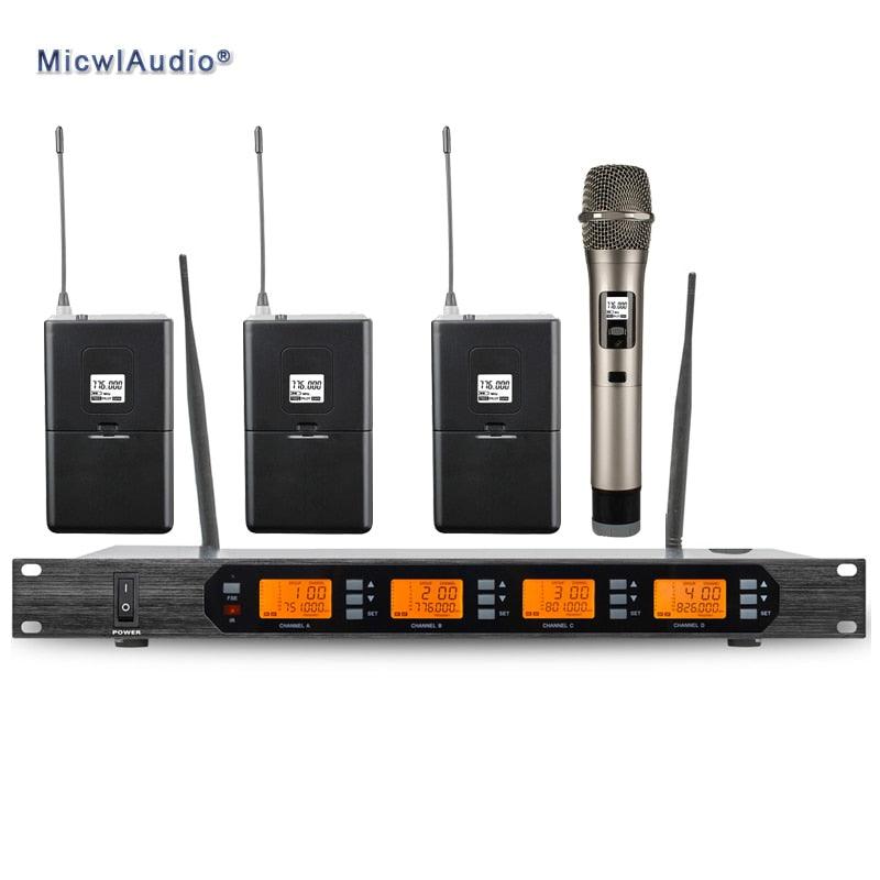 Professional UHF 4 Channel Digital Wireless Microphone System With 3+1 Multiattribute D400 Fixed Frequences Micwl.Audio - MiCWL Audio Inc