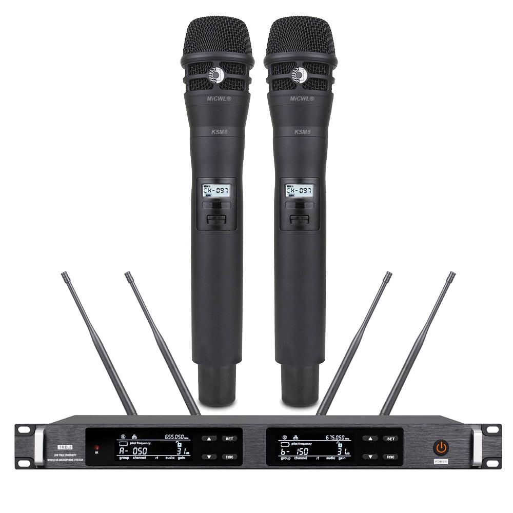 Advanced ULXD4 Dual Channel UHF Karaoke Wireless Microphone System 4 Antenna True Diversity ULXD4D 2 Dynamic Handheld Mics - MiCWL Audio Inc