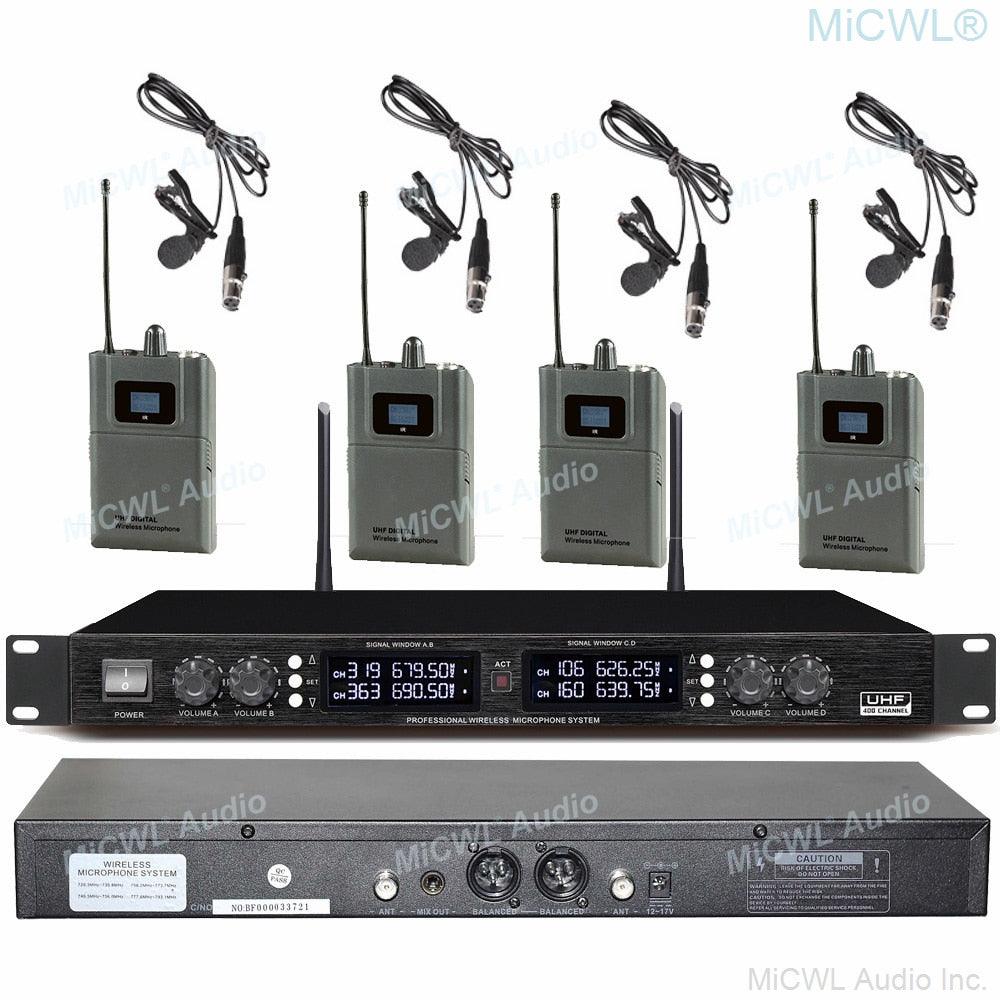 Pro 400 Channel UHF Digital Conference Microphone System 4 Desktop 4 Handheld 4 Headset Mics Sets MiCWL D3840 - MiCWL Audio Inc
