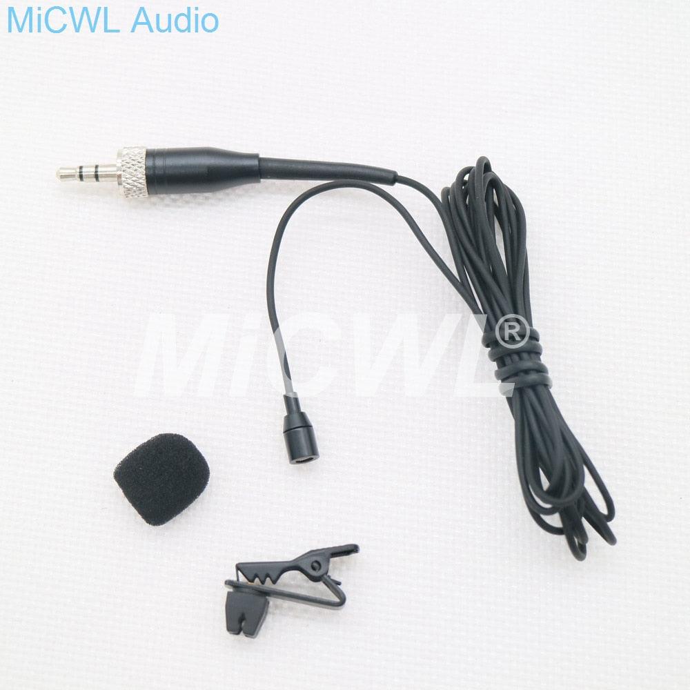 Mini Clip Lavalier Lapel Microphone for Sennheiser Belt Pack Wireless System 3.5mm Lock Jack Black Beige color - MiCWL Audio Inc