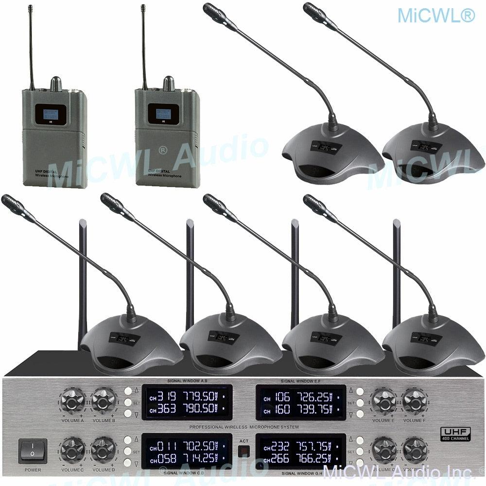 Pro 400 Channel CCS 900 Ultro Discussion Digital Wireless Microphone CCS-DL with 8 Cardioid Desktop Gooseneck Mic System - MiCWL Audio Inc