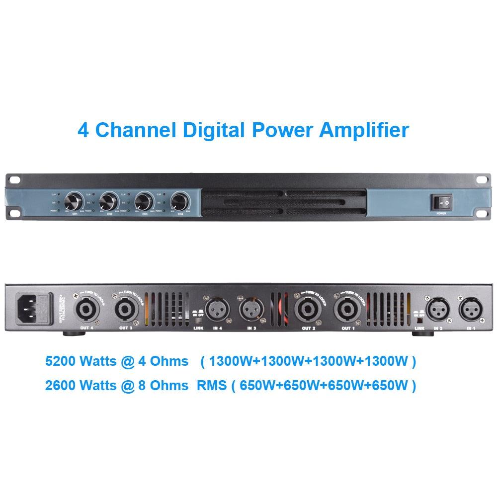 MiCWL Audio Dual Channel 2600W Digital Amplifier 4 Channel 6400 Watts High Power AMP 1U 19 inch Design - MiCWL Audio Inc