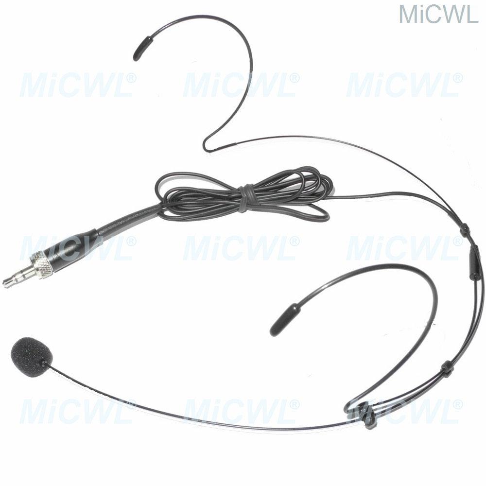 Beige HeadMic Headset Microphone For Sennheiser G1 G3 G3 G4 EW100 Wireless BeltPack Transmitter 3.5mm Stereo Lock Black Mic - MiCWL Audio Inc