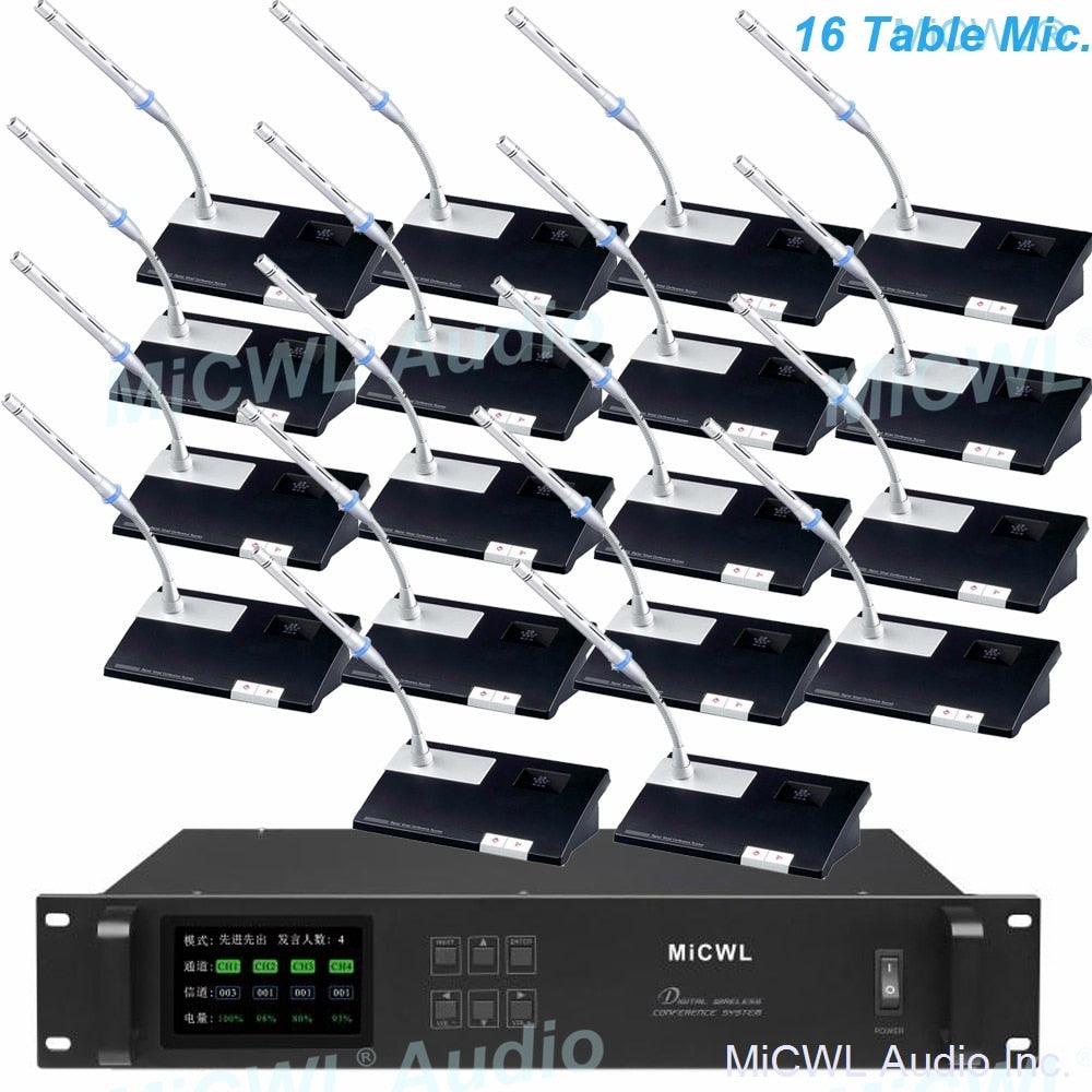 ACTS-60 Pro Digital Wireless Conference Manager Microphone System 60 Table Gooseneck President Delegate Mics MiCWL A10M-A102 - MiCWL Audio Inc