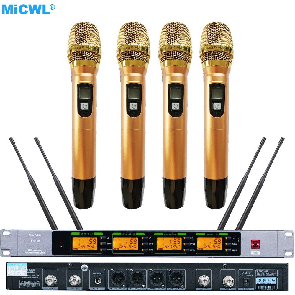 Pro ew400 G4 SKM9000 Digital Wireless 4 Golden Color Handheld DJ Karaoke Mics Microphone System - MiCWL Audio Inc
