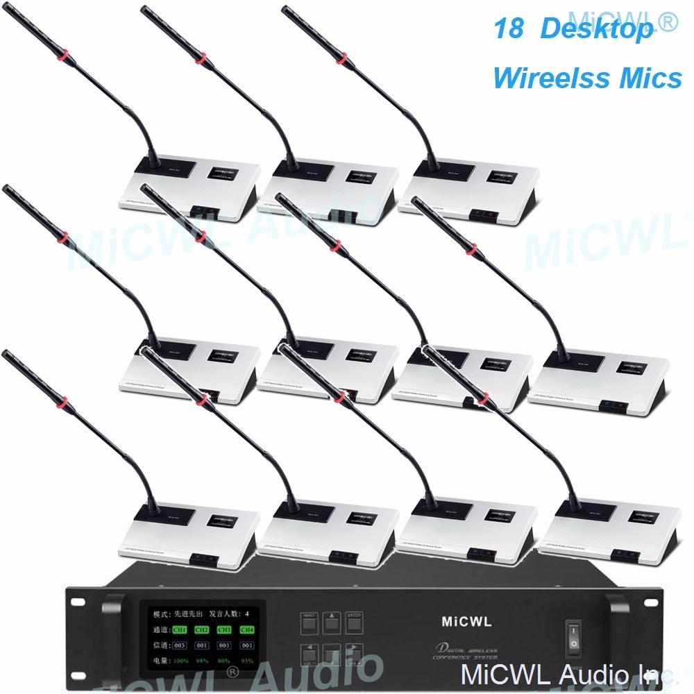 ACTS-60 Pro Digital Wireless Conference Manager Microphone System 60 Table Gooseneck President Delegate Mics MiCWL A10M-A102 - MiCWL Audio Inc