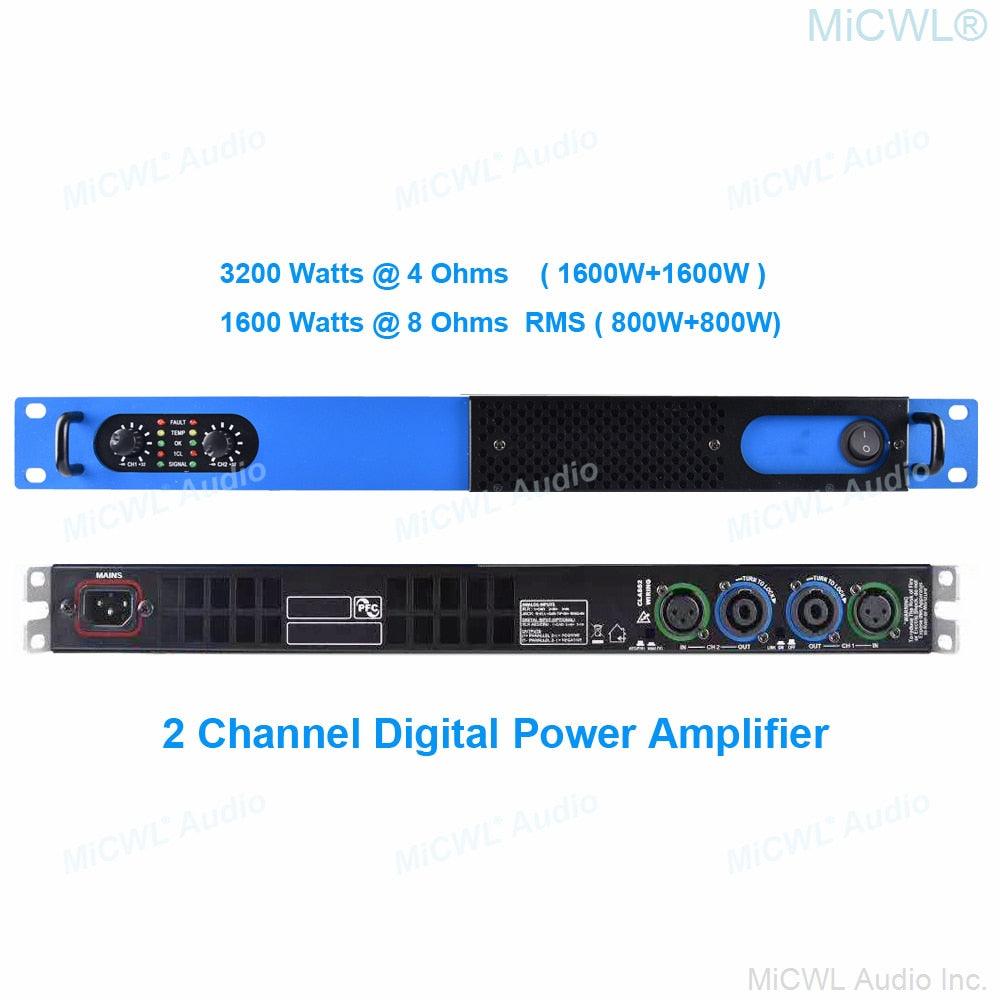 New Generation High-Power 6400 Watt Digital Power Amplifier 4 Way DJ Karaoke Stage Studio 6400W Drive 800W Horn Each Channel - MiCWL Audio Inc
