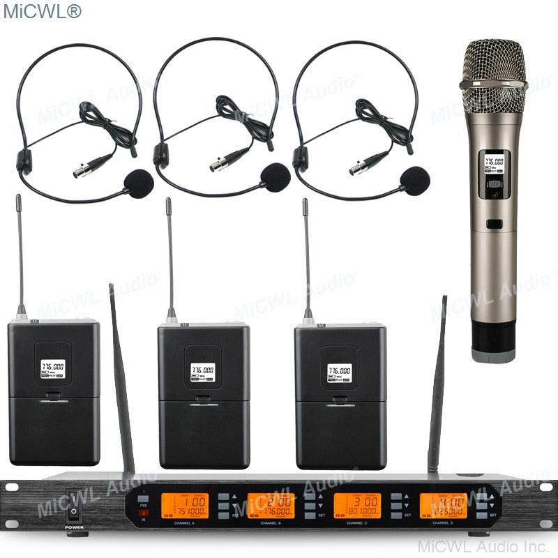MiCWL Audio ACT707 Digital Wireless Karaoke Microphone System ULXD4 4 Channel Handheld Headset Lavalier Gooseneck Stage Sets - MiCWL Audio Inc