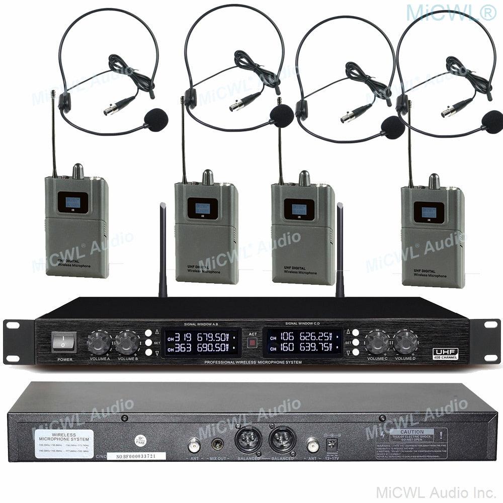 Pro 400 Channel UHF Digital Conference Microphone System 4 Desktop 4 Handheld 4 Headset Mics Sets MiCWL D3840 - MiCWL Audio Inc