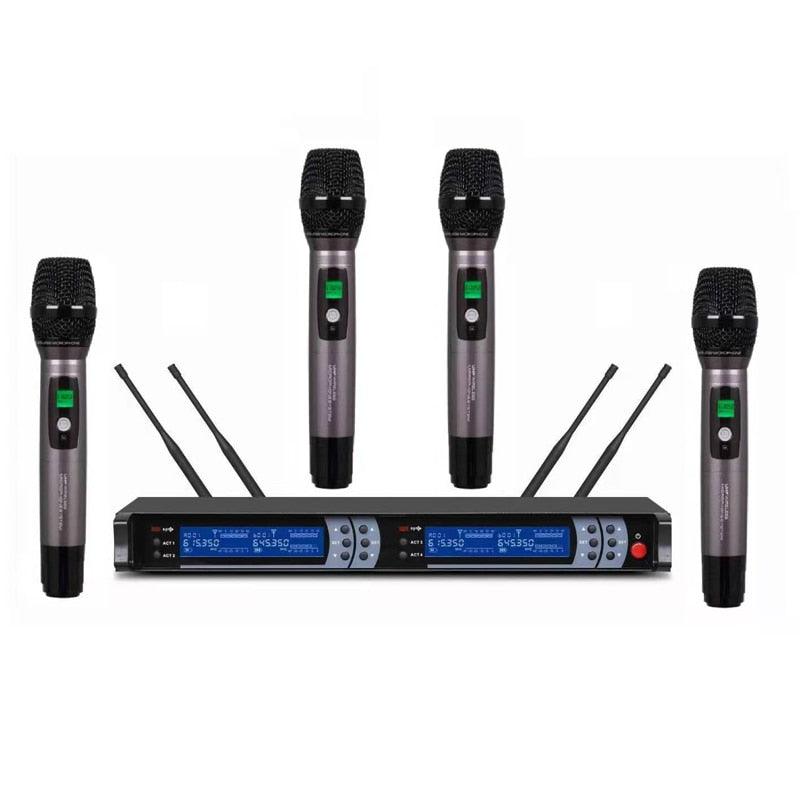 Professional 200 Channel 4 Gooseneck Wireless Microphone System 4 Handheld 4 Headset Lavalier Mic DJ Karaoke Sets - MiCWL Audio Inc