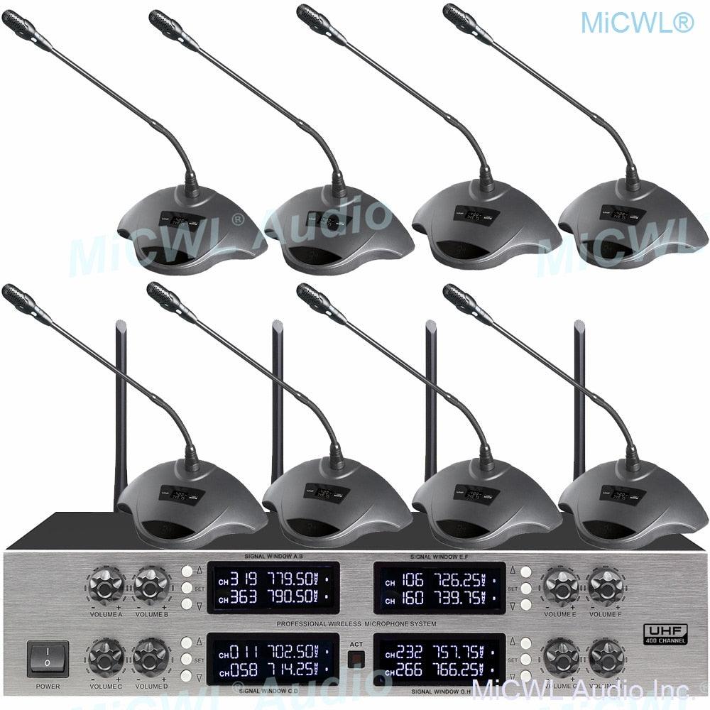 Pro 400 Channel CCS 900 Ultro Discussion Digital Wireless Microphone CCS-DL with 8 Cardioid Desktop Gooseneck Mic System - MiCWL Audio Inc