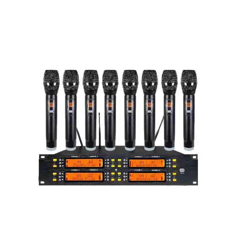 Professional UHF 8 Lavalier Lapel Wireless Microphone System Adjustable Frequency Conference 8 Table - MiCWL Audio Inc