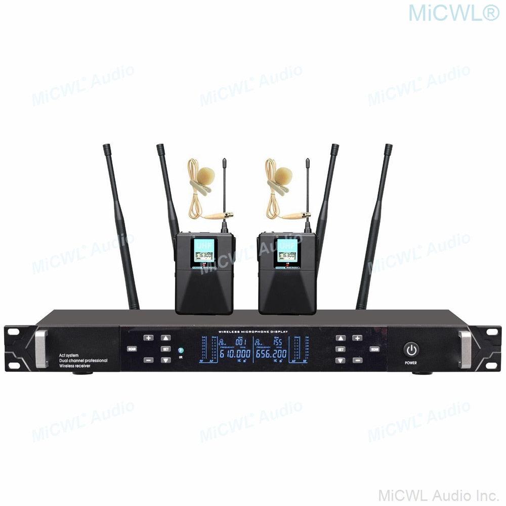 ACT708 Dual Channel Karaoke Wireless Microphone System 2 Handheld Headset Stage Performance True Diversity Microfones - MiCWL Audio Inc