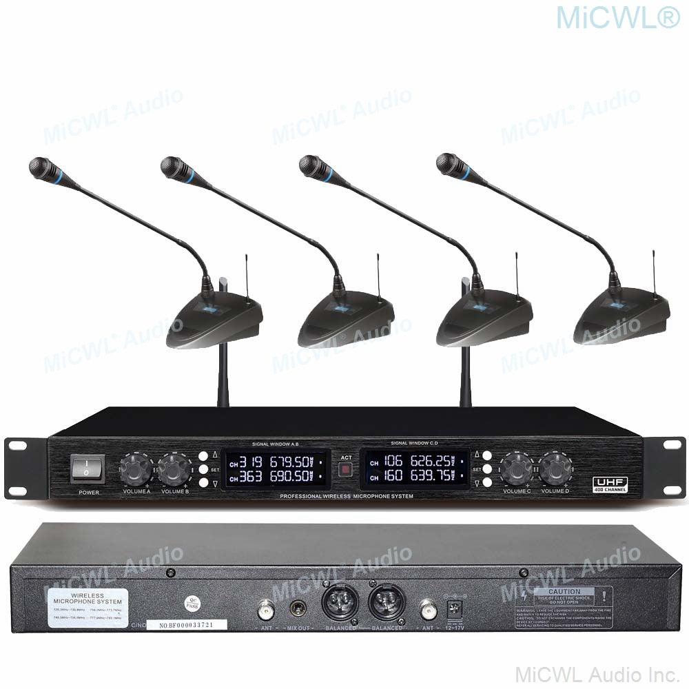 Pro 400 Channel UHF Digital Conference Microphone System 4 Desktop 4 Handheld 4 Headset Mics Sets MiCWL D3840 - MiCWL Audio Inc