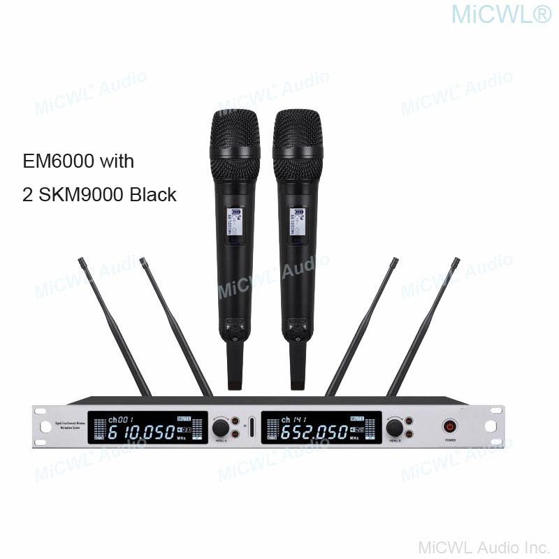 Professional EM6000 SM58 Digital Wireless Microphone System Beta87 Dual Channel SKM6000 4 Antenna True Diversity 400m Range - MiCWL Audio Inc