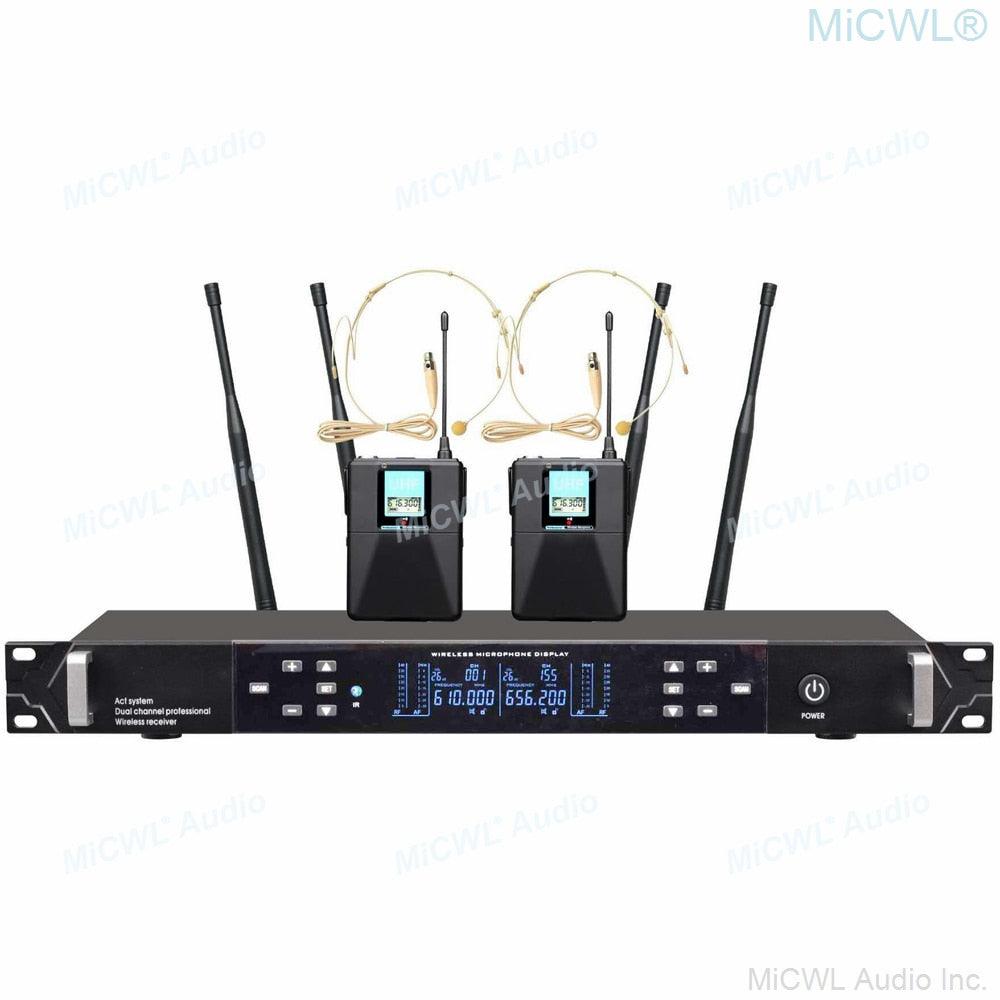 ACT-700 Dual Channel Professional Stage Performance Wireless Microphone System UHF True Diversity With Two Metal Handheld Mic - MiCWL Audio Inc