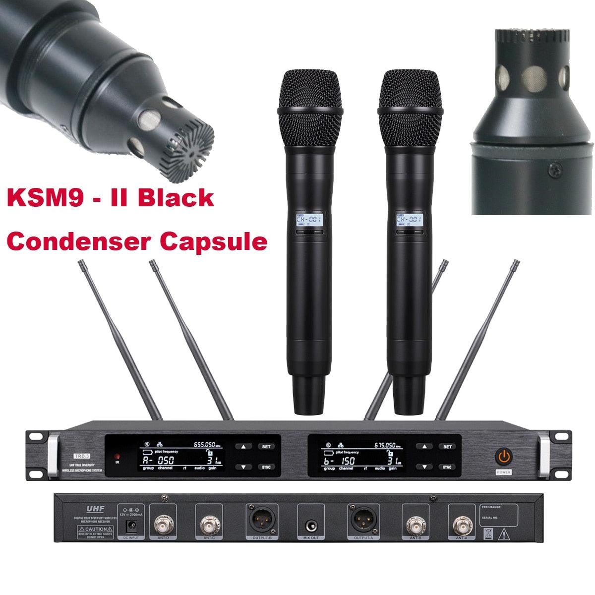 High-Class Dual Handheld Wireless Stage Karaoke Microphone System KSM9 Condenser KSM8 Dynamic SKM9000 Mic 4 Antenna Large Range - MiCWL Audio Inc
