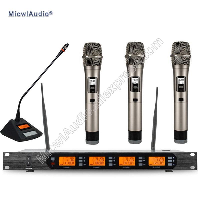 Professional UHF 4 Channel Digital Wireless Microphone System With 3+1 Multiattribute D400 Fixed Frequences Micwl.Audio - MiCWL Audio Inc