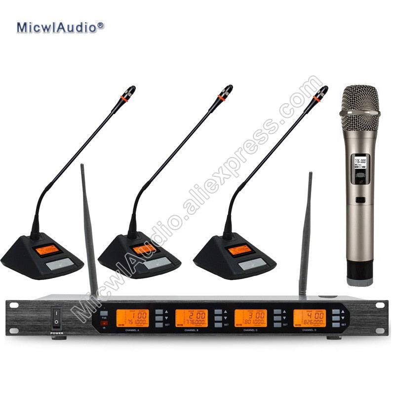 Professional UHF 4 Channel Digital Wireless Microphone System With 3+1 Multiattribute D400 Fixed Frequences Micwl.Audio - MiCWL Audio Inc