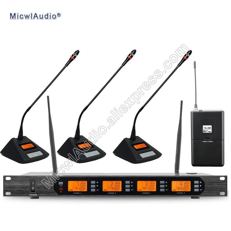 Professional UHF 4 Channel Digital Wireless Microphone System With 3+1 Multiattribute D400 Fixed Frequences Micwl.Audio - MiCWL Audio Inc