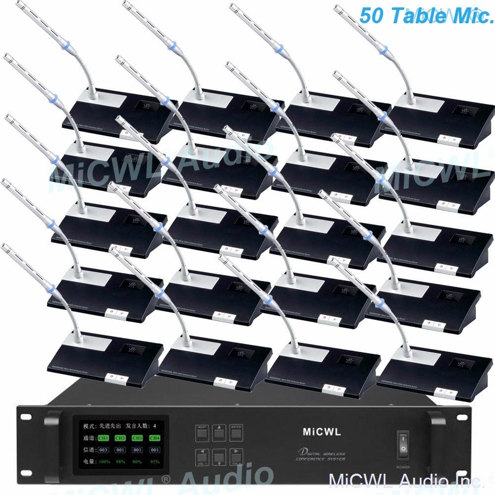 ACTS-60 Pro Digital Wireless Conference Manager Microphone System 60 Table Gooseneck President Delegate Mics MiCWL A10M-A102 - MiCWL Audio Inc