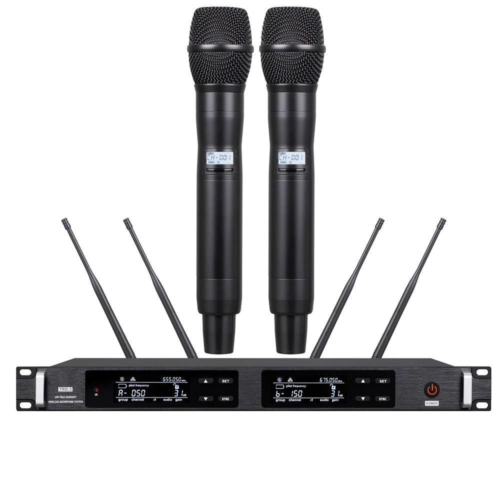 Advanced ULXD4 Dual Channel UHF Karaoke Wireless Microphone System 4 Antenna True Diversity ULXD4D 2 Dynamic Handheld Mics - MiCWL Audio Inc