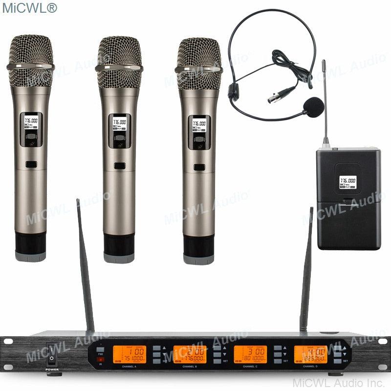 MiCWL Audio ACT707 Digital Wireless Karaoke Microphone System ULXD4 4 Channel Handheld Headset Lavalier Gooseneck Stage Sets - MiCWL Audio Inc