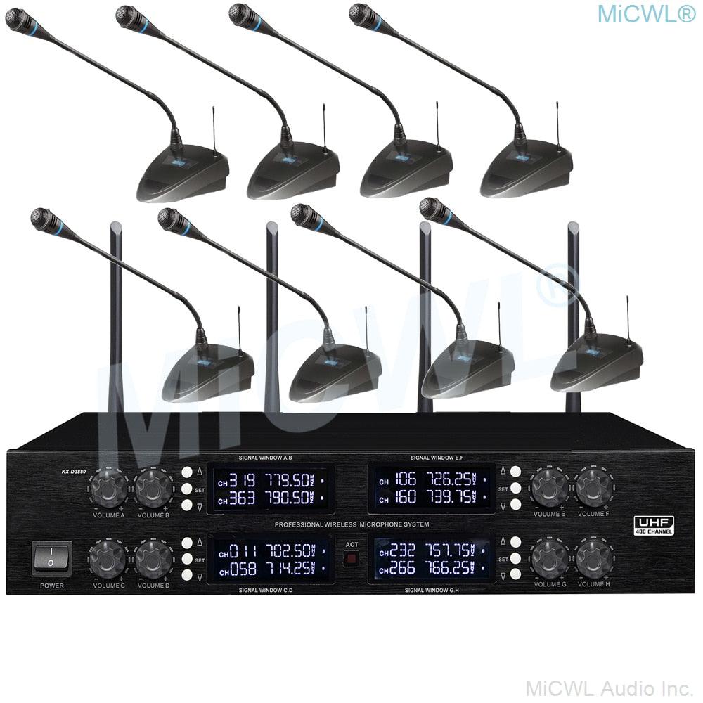 Professional Digital Wireless Audio Microphone 8 Desktop Metal Handheld Headset Lavalier Cordless Set Large Range 400 Channel - MiCWL Audio Inc