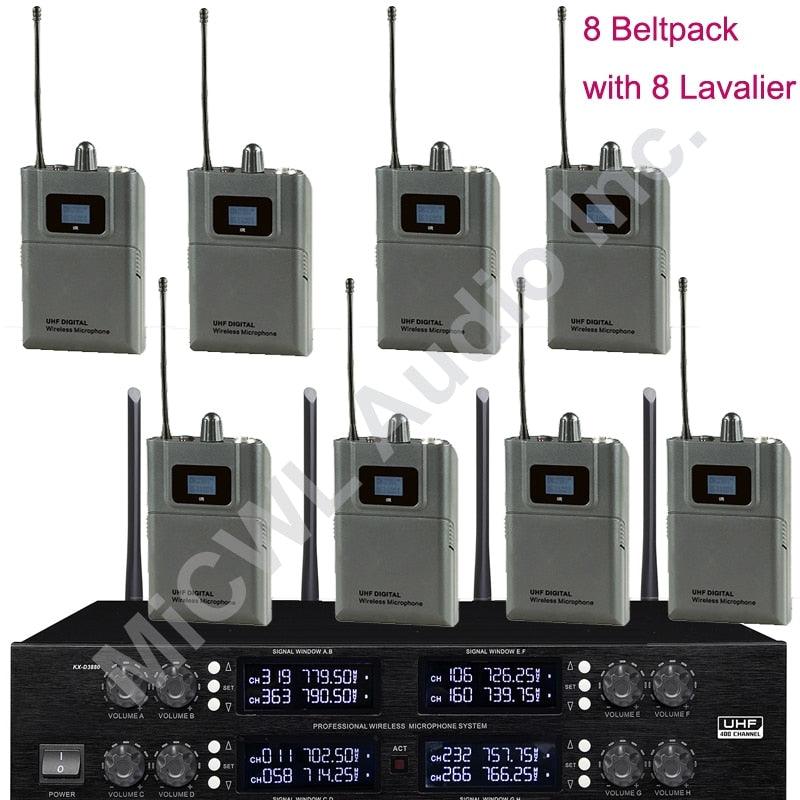 Professional Digital Wireless Audio Microphone 8 Desktop Metal Handheld Headset Lavalier Cordless Set Large Range 400 Channel - MiCWL Audio Inc