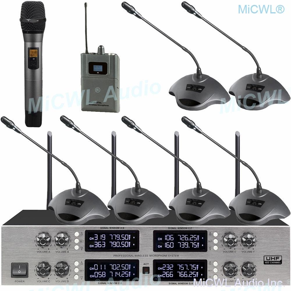 Pro 400 Channel CCS 900 Ultro Discussion Digital Wireless Microphone CCS-DL with 8 Cardioid Desktop Gooseneck Mic System - MiCWL Audio Inc