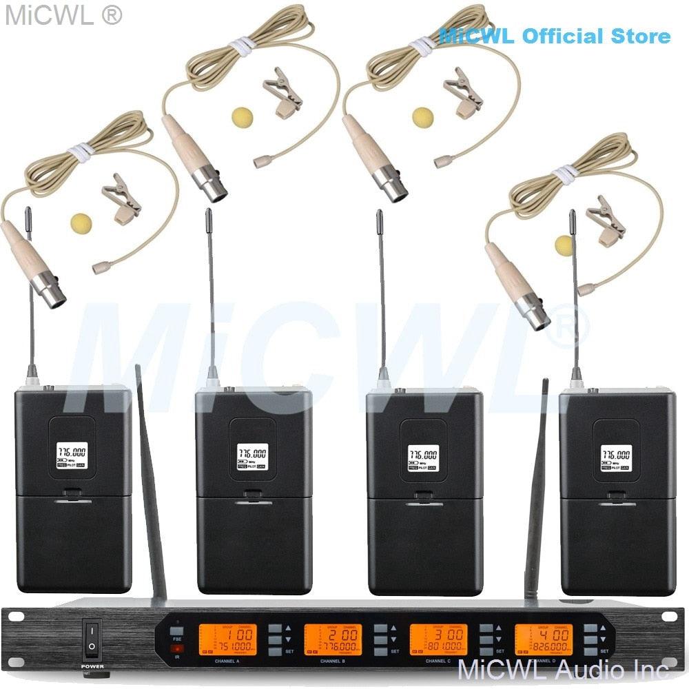 MiCWL Audio ACT707 Digital Wireless Karaoke Microphone System ULXD4 4 Channel Handheld Headset Lavalier Gooseneck Stage Sets - MiCWL Audio Inc
