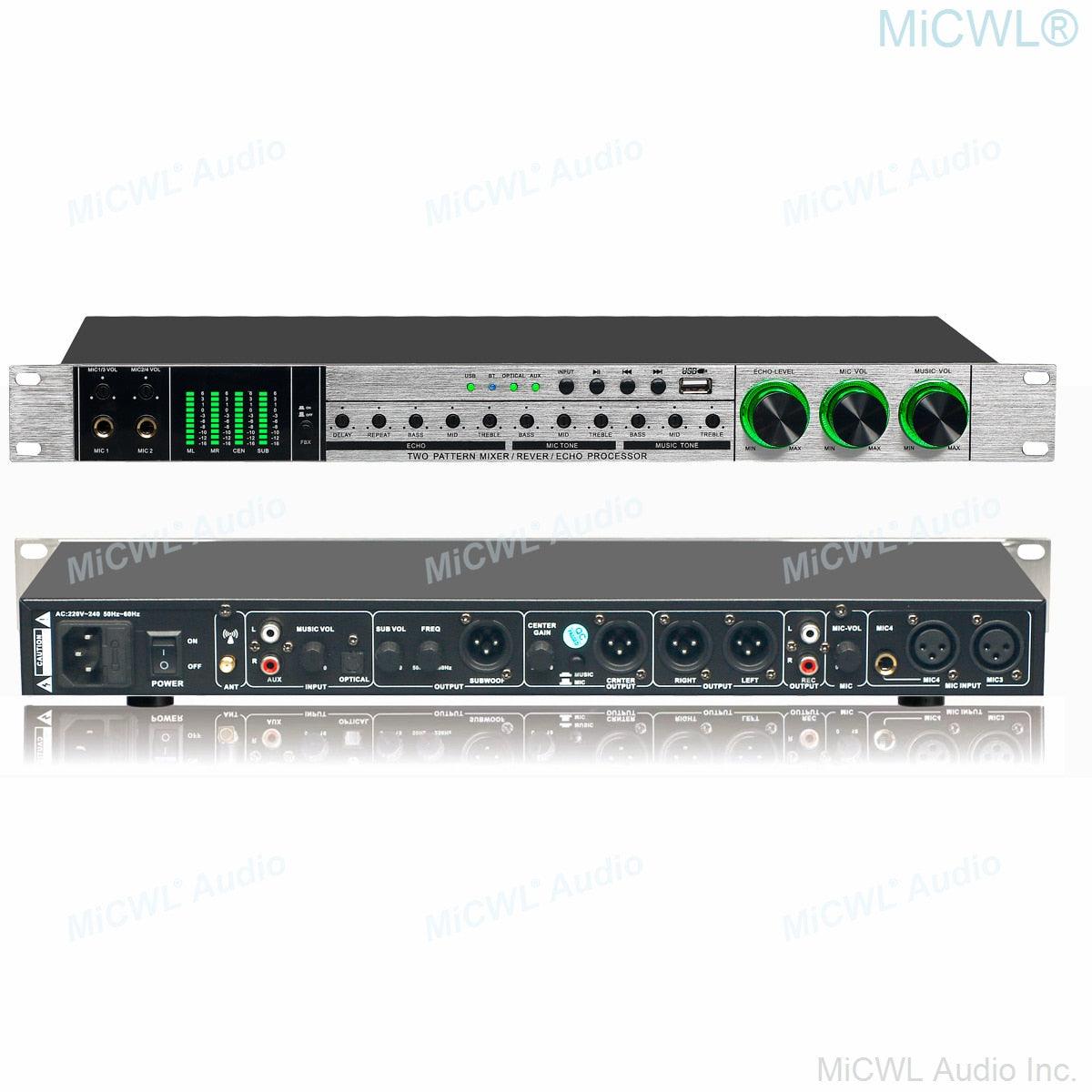High-Class Stage KTV Home DJ Karaoke Microphone 5200W Digital Power Amplifier 9 Channel Mixer Console Audio Effects Processor - MiCWL Audio Inc