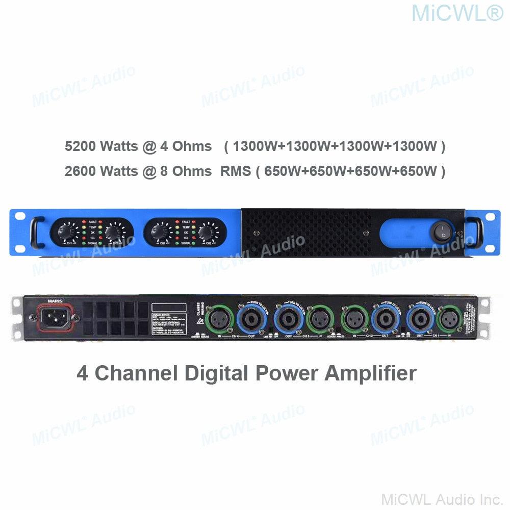 New Generation High-Power 6400 Watt Digital Power Amplifier 4 Way DJ Karaoke Stage Studio 6400W Drive 800W Horn Each Channel - MiCWL Audio Inc